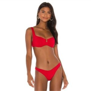 L*Space Camellia Bikini Top in Lipstick Red Size DD